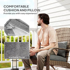 Outsunny Outdoor Wicker Adirondack Rocking Chair, Patio Rattan Rocker Chair with High Back, Seat Cushion, and Pillow for Garden, Porch, Balcony, Gray