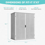 Greesum 5×3FT Plastic Outdoor Storage Shed with Floor, Resin Sheds with Lockable Door, Window and Vent, All-Weather Tool Storaged Sheds for Garden, Backyard, Patio, Light Gray (4.7×2.5FT)