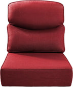 Luxury 24x24x6 Inch Smile Outdoor Cushions - 1 Set Deep Seat Water-Resistant Patio Furniture Replacement Cushion for Wicker Rattan Wood Metal Chair Glider Rocker Loveseat Sofa - Red