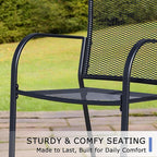Outdoor Metal Patio Chairs Set of 4, Stackable Iron Mesh Dining Chairs with Armrests, All-Weather Bistro Chairs for Garden, Backyard, Porch, or Balcony