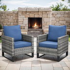Rilyson Wicker Outdoor Patio Chairs Set of 2-2 Piece Rattan Chairs with Waterproof Wicker,Comfortable Cushions and Sturdy Metal Frame for Outside Porch Deck Backyard(Mixed Grey/Blue)