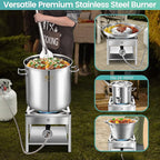 64QT Seafood Boil Pot w/200,000BTU Propane Burner Set, Stainless Steel Basket for Outdoor Deep Fryer, Large Cooking Pot for Turkey Fryer, Crawfish, Crab, Shrimp, Lobster Boiling Stock Pot
