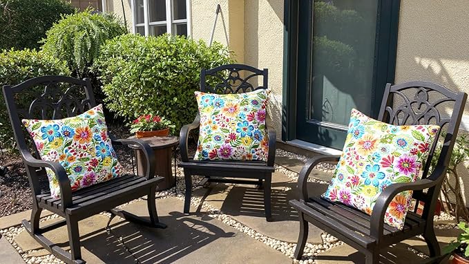 RSH DECOR: Lumbar Throw Pillows Set of 4 | 20” x 12" | All-Weather Spun Fabric | Water and Fade-Resistant | Outdoor Support Pillows for Patio Furniture | Gregoire Fresco - Made in USA
