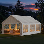 MFSTUDIO 16'x20' Party Tent, Outdoor Heavy Duty Party Tents with Removable Sidewalls, Large Canopy Tent Shelter for Outdoor Events Wedding Birthday, White