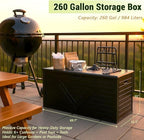 Outdoor Storage Box, 260 Gallon Deck Box Outdoor Storage Bench Outside Waterproof Resin Storage Bench, Lockable Patio Cushions, Garden Tools Storage For Furniture, UV Resistant(Black)