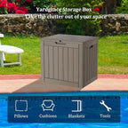 30 Gallon Waterproof Deck Box, Lockable Resin Storage Box for Patio Furniture Cushions Garden Tools and Outdoor Delivery Storage, Coffee