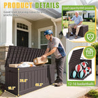 Greesum 82 Gallon Resin Deck Box Large Outdoor Storage for Patio Furniture, Garden Tools, Pool Supplies, Weatherproof and UV Resistant, Lockable, Dark Brown