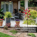 Rose Outdoor Metal Wind Spinner, Single-Layer Kinetic Garden Art with Vibrant Red Finish - Weatherproof Wind Sculpture for Lawn, Patio, Yard Decor - 10''W x 36''H