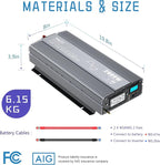 2000W Pure Sine Wave Power Inverter 12V DC to 120V AC with LCD Display Remote GFCI Outlets FCC Approved Compatible with Lithium Battery Starlink for Solar Off-Grid Home Car RV Truck LEESKY