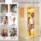 Sauna Infrared Far Infrared Sauna for Home 1 Person Sauna with Spruce Wood Dry Sauna for Home Sauna Room Low EMF Indoor Sauna for One Person in Home Sauna 900W with Speakers