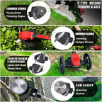 Cordless Weed Wacker Eater Battery Powered, 21V Lightweight Electric Weed Trimmer with 2 Battery Operated & Charger& Wheels & Shears, No-String Grass Trimmer/Brush Cutter/Lawn Edger for Yard Garden