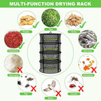 Herb Drying Rack with Mesh Design, Hanging Drying Rack with Green Zipper & Garden Pruning Shears – Versatile Plant Drying Solution (6 Layers)