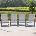Outdoor Dining Chairs Set of 4, Stackable Patio Chairs with Metal Frame & Textilene Fabric, Perfect for Patio Garden Deck, Grey