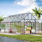 CDCASA 24x10x10 FT Greenhouse for Outdoors, Large Thicker Aluminum Heavy Duty Polycarbonate Greenhouses Kit w/5 Vent Windows, Swing Door, Walk-in Green House for Sunroom Patio,Backyard