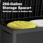 260 Gallon Outdoor Storage Box – Resin Deck Box with Lockable Lid, Waterproof Patio Furniture Storage for Tools, Garden & Yard Organization