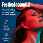 Alpine PartyPlug Concert Ear Plugs with 19dB Noise Reduction - Reusable Hearing Protection for Music Festivals, Raves & Live Events, Clear Sound Quality, Incl. 3 Tip Sizes (S/M/L), Transparent