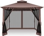 COBIZI Gazebo with Improved Cold-Proof Nettings Winter Gazebos on Clearance Heavy Duty Gazebo Double Roof with Metal Frame Gazebo Tent for Patio, Deck (Frame Thickened)