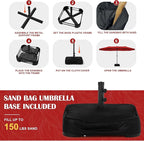 Sundale Outdoor Olefin 5-Year-Non-Fading 15 ft Patio Umbrella with Sand Bag Base and Cover, Large Outdoor Double-Sided Umbrella