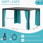 Gazebo Universal Replacement Privacy Curtain,10'×13' Gazebo Outdoor Waterproof Curtains, 4-Panels Sidewall Curtains with Double Zipper for Patio Canopy, Garden and Backyard (Curtain Only)