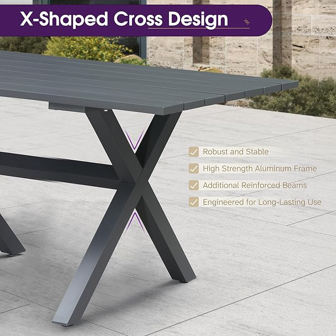 PURPLE LEAF 11 Pieces Patio Dining Set Wicker Outdoor Furniture Rectangular Table and Chairs Set for Garden Deck Aluminum Frame Backyard Kitchen Set, Cushions and Pillows Included Taupe