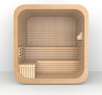 Square Outdoor Sauna, Canadian Spruce Sauna 6 Person, 220V 6KW ETL Toule Heater, Waterproof System, Large Glass Windows, Double Reinforcement, Milk White(0-195 °F)