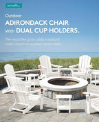 SERWALL Adirondack Chair with Cup Holders - Composite Adirondack Chairs HDPE Outdoor Chairs All Weather Use- White