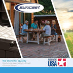 Suncast 99 Gallon Wicker Horizontal Outdoor Deck Box with Hinged Lid, Water-Resistant Storage Solution for Patio, Deck, Yard, and Garage, White, Made in the USA
