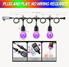 Auroraworld 35FT RGB Outdoor String Lights, Dimmable Color Changing Waterproof LED Patio Lights with Remote & E26 Shatterproof Edison Bulbs for Bistro Backyard Garden Party Decor