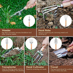 Gardening Tools - YAUNGEL 10 Pcs Garden Tool Set, Heavy Duty Stainless Steel Gardening Supplies Hand Tools with Wooden Handle, Storage Tote Bag, Ideal Garden Gifts for Women and Men, Pink