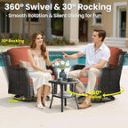ovios 7 Pieces Patio Furniture Set, Outdoor Wicker Sofa Couch with Swivel Chairs 54" Fire Pit Table, High Back All Weather Modern Conversation Sets, Brown Rattan, Orange Red