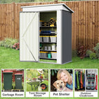 JUMMICO Metal Outdoor Storage Shed 5 x 3 FT Metal Shed with Lockable Door,Waterproof Garden Tool Shed Storage House for Backyard Patio Lawn,Grey