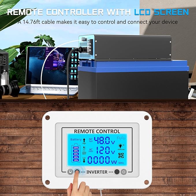 New 48V 4000 Watts Pure Sine Wave Inverter, 48V DC to 110V/120V AC Power Inverter with 4 AC Outlets, USB Port, Type-C Port for Truck, Vehicle, Power Outage, Remote Control with LCD Screen