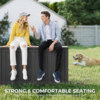 150 Gallon Resin Deck Box, Large Indoor and Outdoor Storage Box, Weatherproof and UV Resistant Outdoor Storage Box with Built-in Steel Beams for Patio, Cushions, Pool Supplies