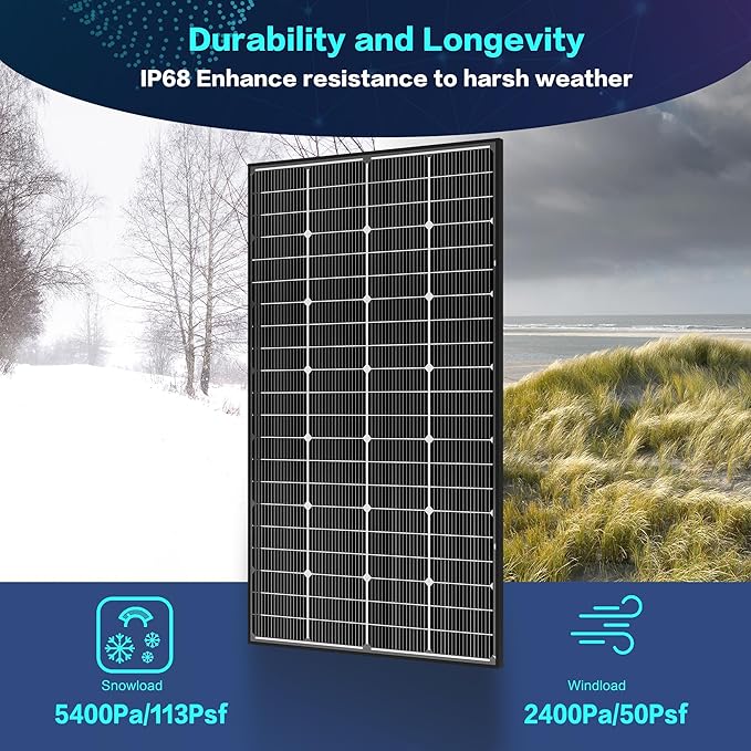 JJN Bifacial 400 Watt Solar Panel, 16BB N-Type 2 Pcs 200W 12V 25% High Efficiency 400W Solar Panels, Monocrystalline Solar Module for RV Home Farm Trailer Camper Marine Off-Grid Solar System