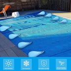 Hungdao 12 Pack Pool Cover Weights with Hooks Above Ground Hanging Water Bags Leakproof Thick PVC Swimming Pool Cover Tarp Weights Winter Antifreezing for Above Ground Closing Kit, 13.5 x 9 Inch