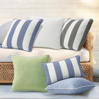 Decorative Outdoor Water Repellent Throw Pillows with Inserts, Set of 4, 16" x16" Pillows for Patio, Backyard, Bed, Couch, and Patio Furniture, Gray Stripe