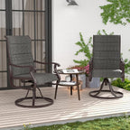 Amopatio Padded Patio Swivel Chairs Set of 2, Outdoor Dining Chairs with Ultra Soft Textilene High Back Seat & Metal Rocker Frame, for Backyard Deck Lawn (Dark Grey)