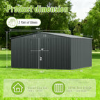 14X12 FT Outdoor Storage Shed, Durable Metal Outside Storage with Lockable Doors, Waterproof Storage Shed for Tools, Equipment, Ideal for Backyard Garden Patio Lawn