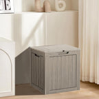 35 Gallon Resin Deck Box, Waterproof Outdoor Storage Bin for Patio, Poolside, and Garden, Lockable & UV-Resistant,Grey