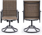 Patio Swivel Chairs Set of 2, Outdoor Dining Chairs with Padded Textilene, Swivel & Rocker Metal Outdoor Patio Dining Chairs All-Weather for Backyard, Brown Fabric with Black Frame
