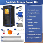 Upgraded Sauna Box - Portable Sauna for Home with 3L 1200W Steamer, 9 Levels, 5-Layer Thermal Insulation Tent with 3 Windows, Home Sauna for Relaxation, Detoxification, Size 2.6' x 2.6' x 5.9'