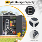 HUGROVE 6×4 Outdoor Storage Shed with Floor, Waterproof & UV-Resistant Resin Garden Shed for Backyard, Weather-Resistant Plastic Tool Shed with Lockable Double Doors, Air Vents & Side Window