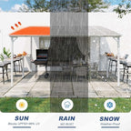 MEISSALIVVE 12' x 14' Wall Mounted Gazebo, Outdoor BBQ Grill Gazebo with Side Shelf, Lean to Metal Awnings with Sloped Roof, Heavy Duty Pergola for Backyard, Deck, White