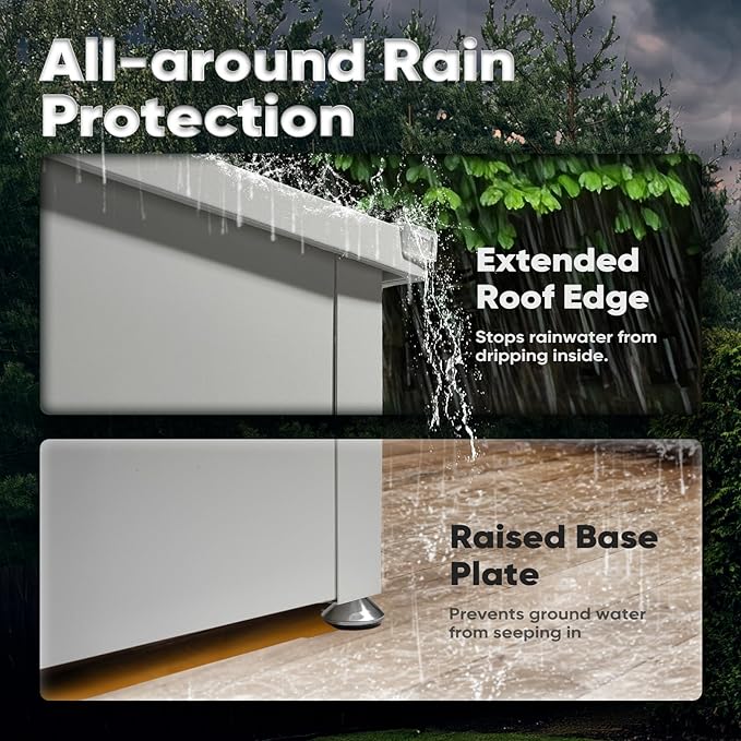 Quictent Metal Deck Box 150 Gallon Outdoor with Hydraulic Lid, Easy Assemble Waterproof Weather-Resistant Storage Bin, 660LBS Capacity for Patio/Garden/Poolside, White