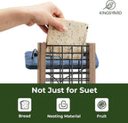 Kingsyard Recycled Plastic Suet Bird Feeder, Double Capacity Tail-Prop Suet Feeder for Outside Hanging, Sturdy & Durable, Great for Woodpecker & Clinging Birds, Blue
