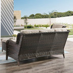 HUMMUH Patio Furniture 6 Pieces Outdoor Furniture Set Wicker Outdoor Sectional Sofa with Swivel Rocking Chairs,Patio Ottomans,Outdoor Coffee Table