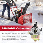951-14026A Snow Blower Carburetor for MTD 951-14027A 951-10638A 751-10638 Troy-Bilt Storm 2410 2420 2620 2690 2690XP Cub Cadet Yard Machine Snow Thrower with Gasket Primer Bulb