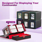 Card Deck Box for MTG, Double Card Storage Box with 2 Commander Display & 1 Dice Tray, Fits 200+ Double Sleeved Cards, Organizer for CCG TCG Sports Cards (Black Purple)
