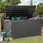 YITAHOME 80 Gallon Outdoor Storage Box, Large Water Resistant Resin Deck Box, Indoor Outdoor Lockable Storage Container for Patio, Garden, Cushions, Tools, Equipment (Dark Gray)