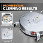 EDOU Pressure Washer Surface Cleaner - 20-Inch Stainless Steel Cleaner, 2 Replaceable Nozzles, 2 Washer Wand Attachments, 4 Wheels - 4000 PSI Maximum Pressure - 1/4" Quick Connector